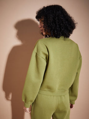 Olive Premium Fleece Oversized Sweatshirt-SASSAFRAS BASICS