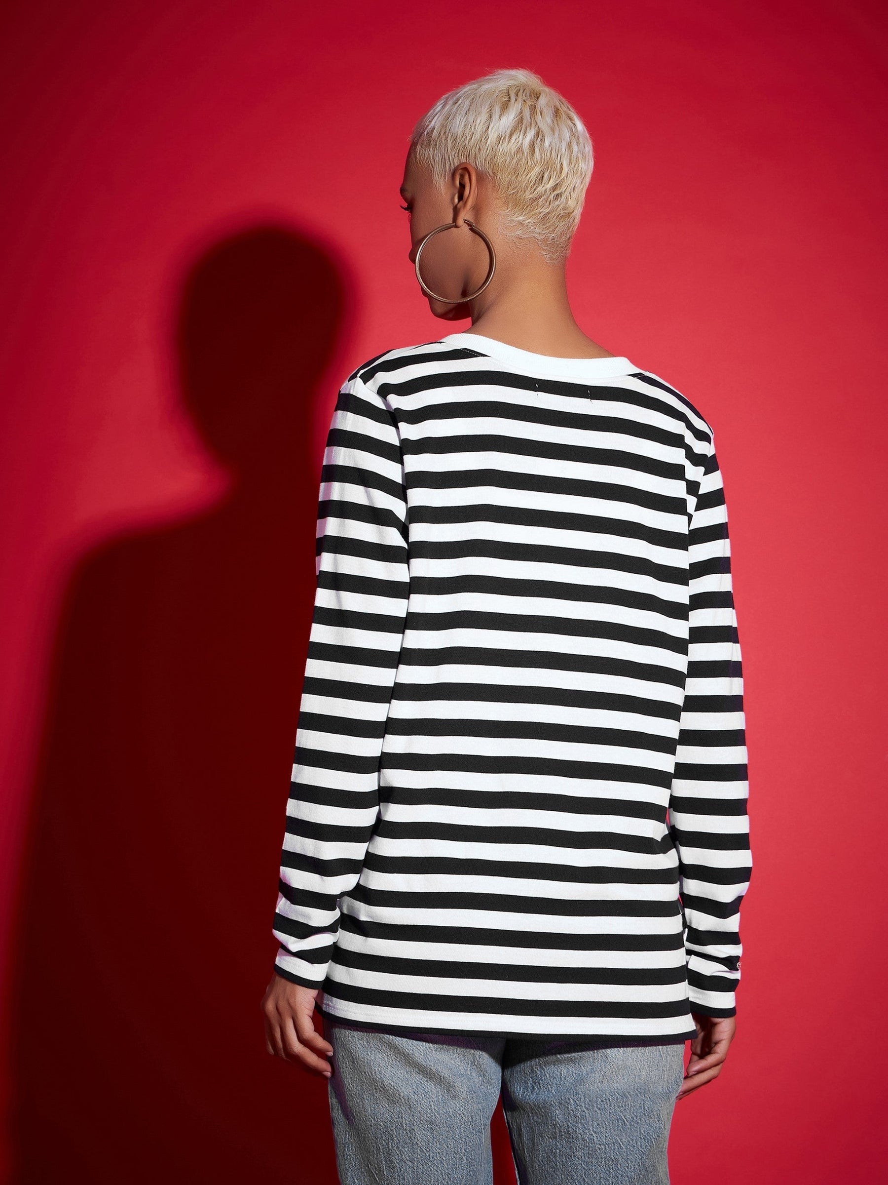 Black & White Striped Sweater-SASSAFRAS