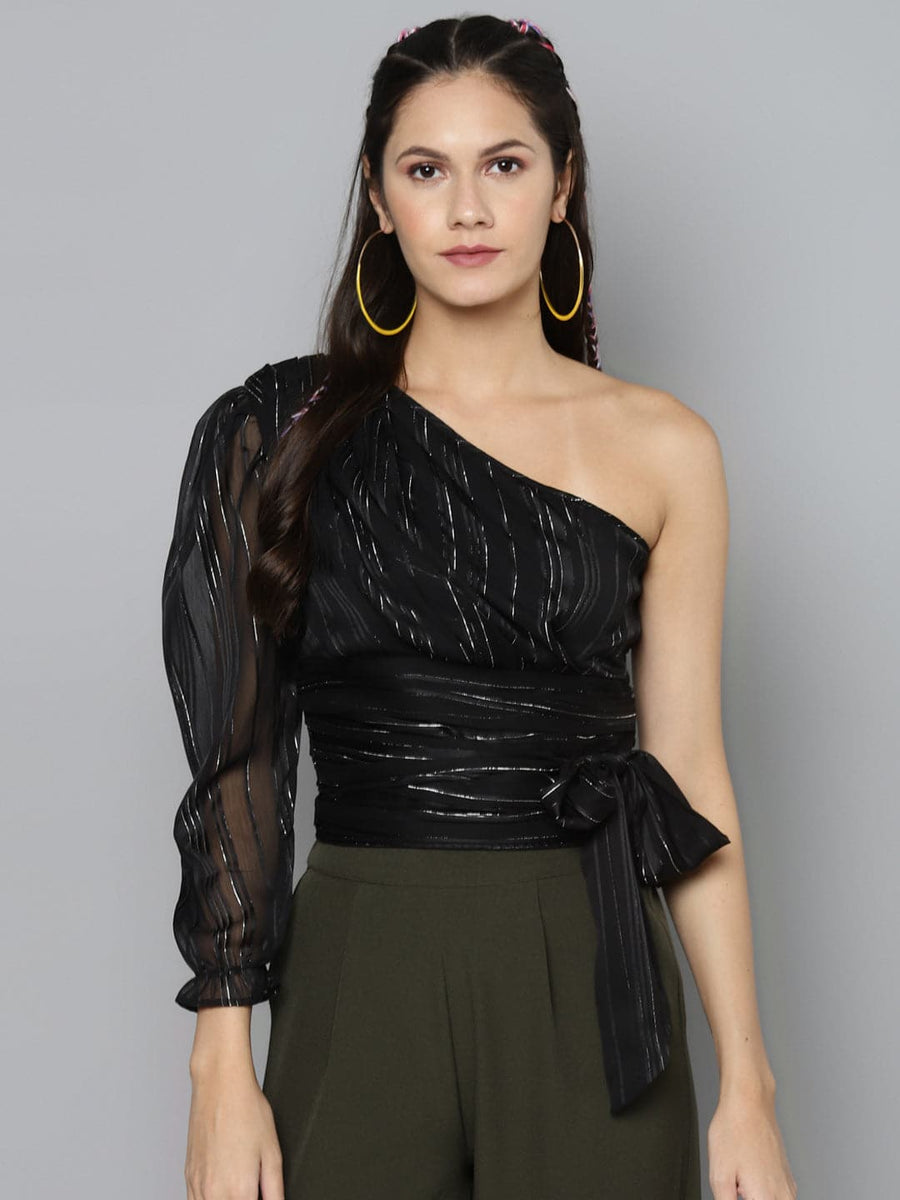 Buy Black One Shoulder Top Online At Best Price - Sassafras.in