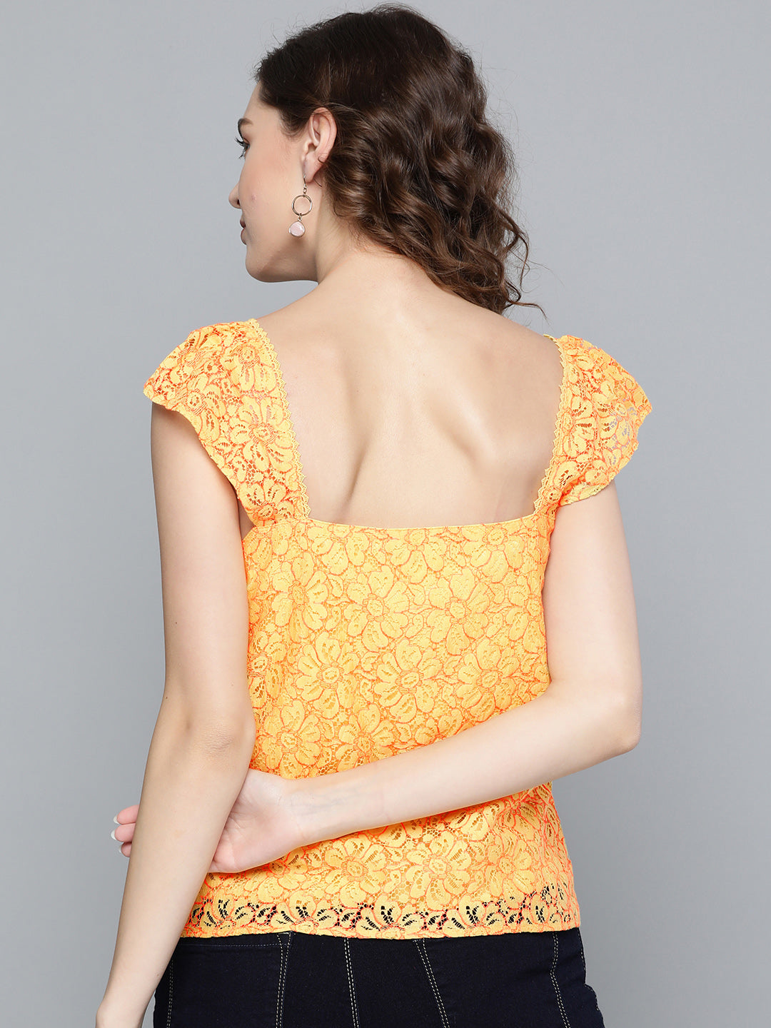 Buy Women Yellow Strappy Lace Regular Top Online At Best Price 