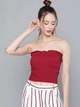 Maroon Smocked Tube Knit Top-Tops-SASSAFRAS