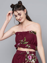 Maroon Floral Tube Top-Tops-SASSAFRAS