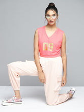 Neon Pink V Neck Crop Vest-Tops-SASSAFRAS