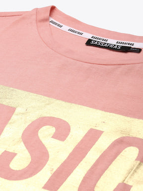 Pink  BASIC Print Full Sleeve T-Shirt