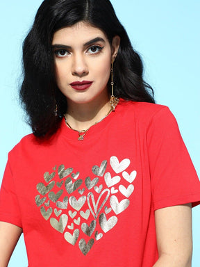 Red Hearts Boxy Crop T-Shirt-T-Shirts-SASSAFRAS