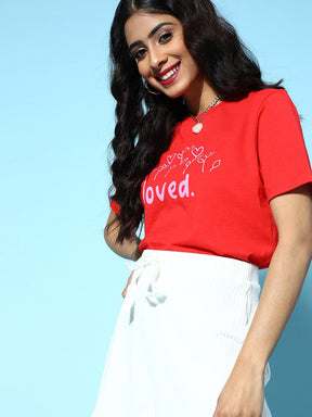 Red LOVED Boxy Crop T-Shirt