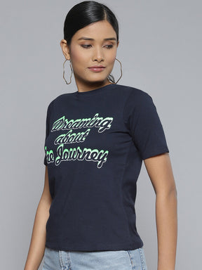Women Navy DREAMING ABOUT THE JOURNEY T-Shirt