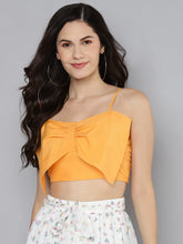 Women Orange Strappy Bow Detail Bustier Top-Tops-SASSAFRAS