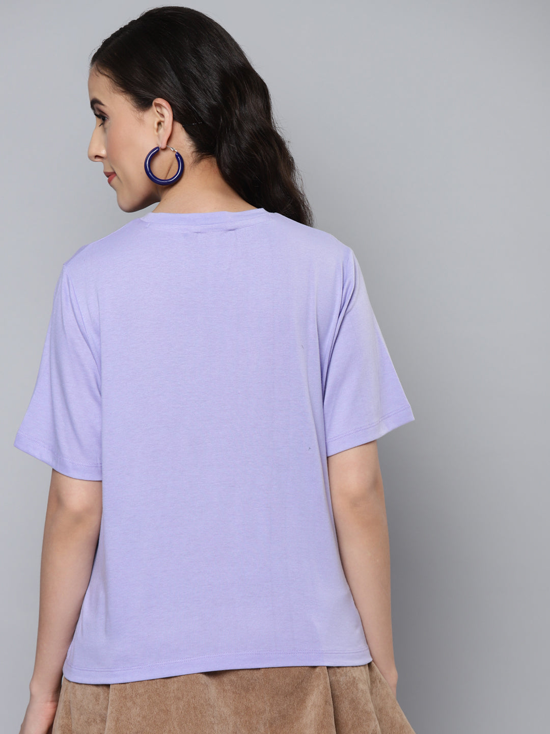 Women Lavender SASSAFRAS Diagonal Regular T-Shirt