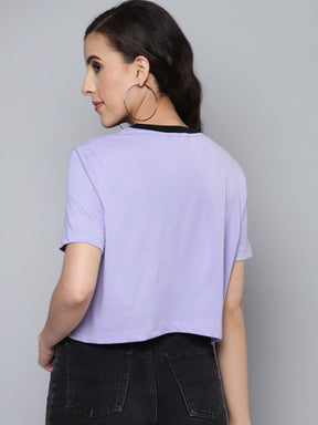 Women Lavender CRAZY PLANT LADY Crop Boxy T-Shirt