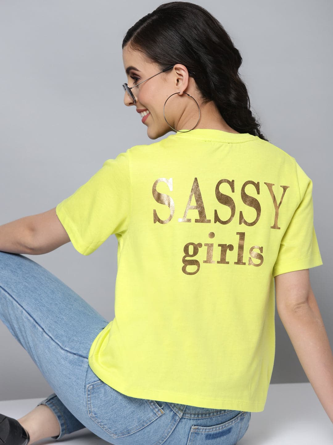 Women Yellow SASSY Girls T-Shirt-T-Shirts-SASSAFRAS