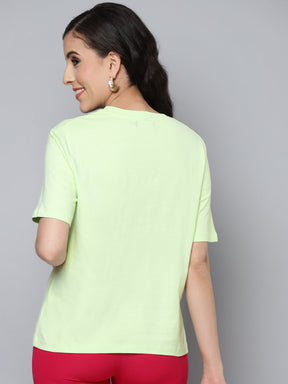 Women Mint Green MOMENT Gold Foil Regular T-Shirt