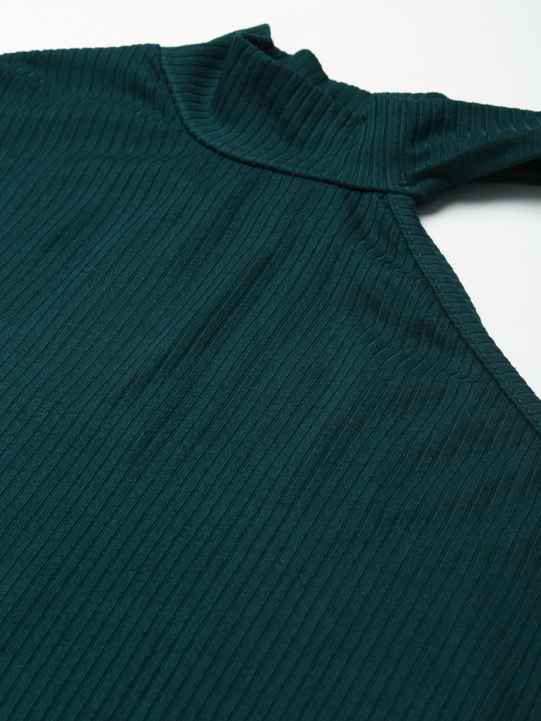 Erable Color Top Buy Women Emerald Green Rib One Shoulder Collar Crop Top Online at ...