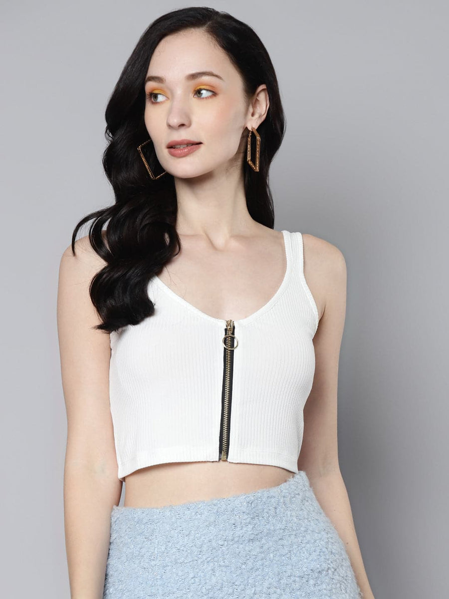 Crop top with clearance zipper