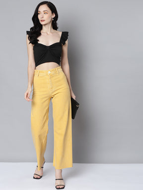 Women Charcoal Rib Sweetheart Neck Crop Top