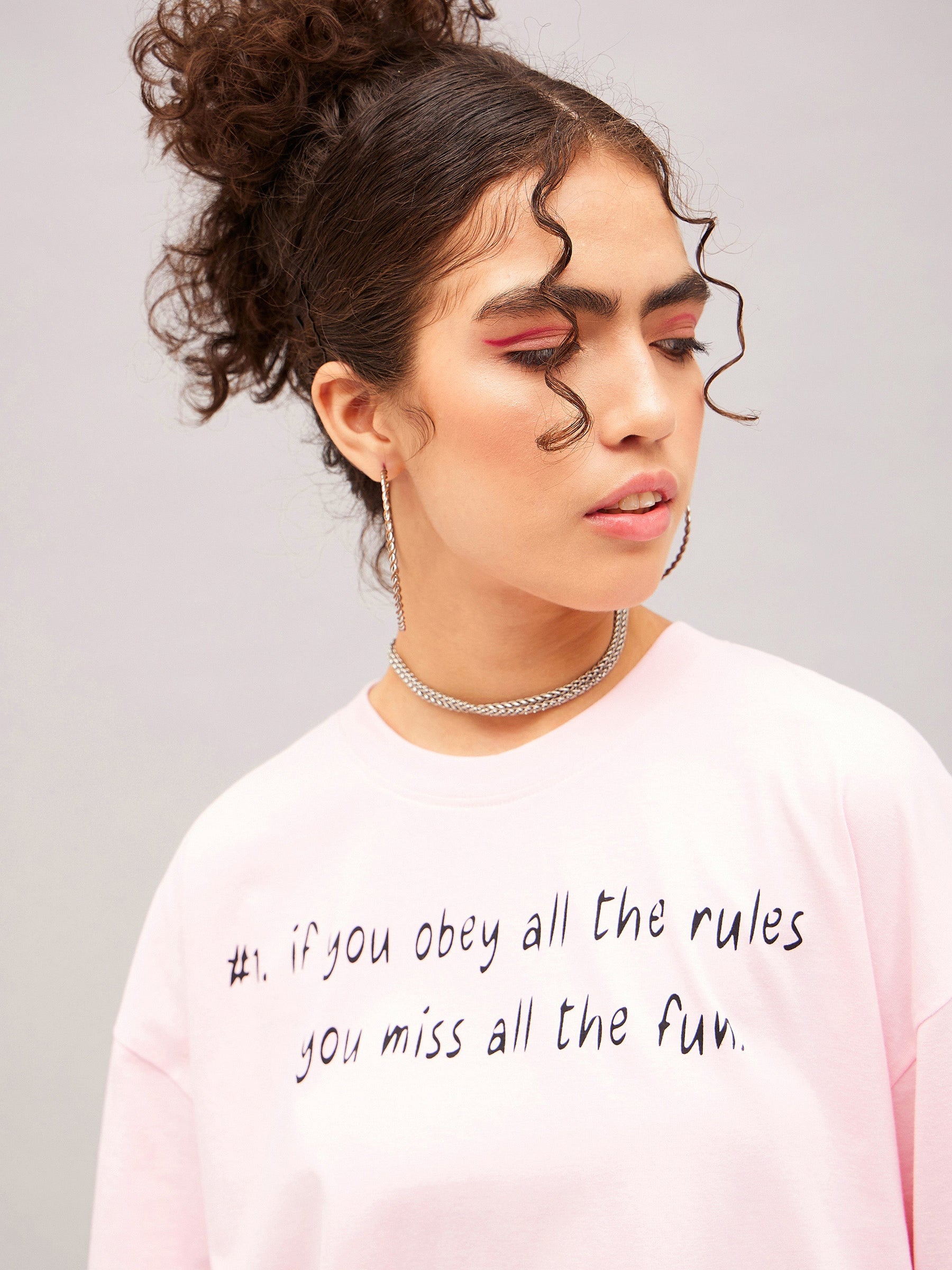 Pastel Pink Street Rules Oversized T-shirt-SASSAFRAS