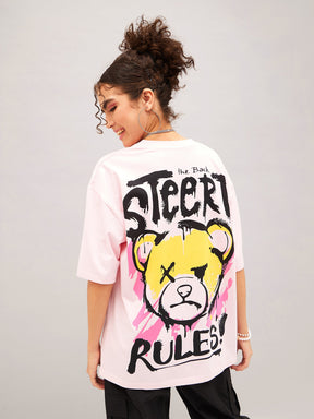 Pastel Pink Street Rules Oversized T-shirt-SASSAFRAS