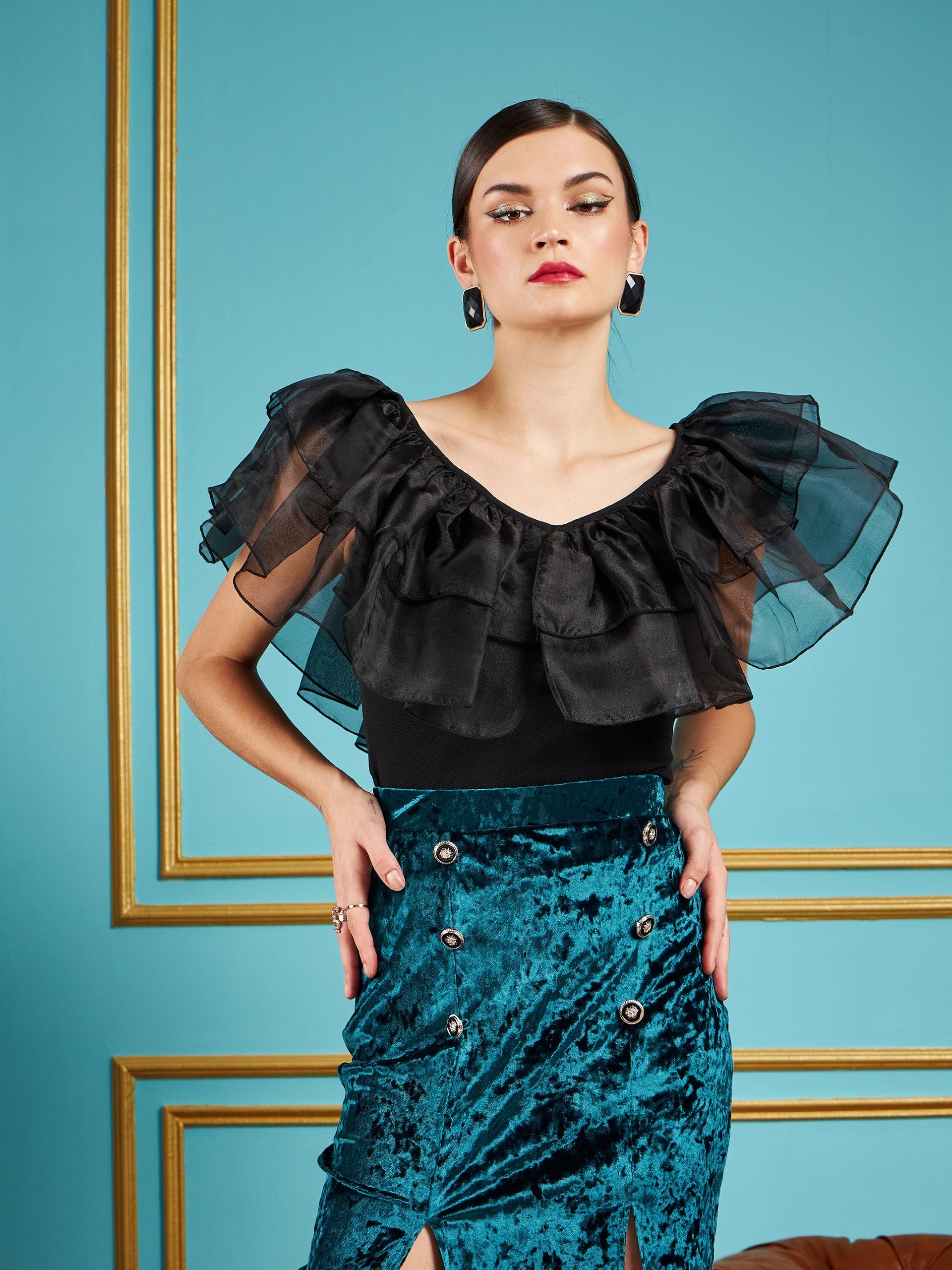 トップス MANOF 2Way Frill Neck Cut Tops MANOF(マノフ)｜2WAY FRILL NECK CUT TOPS Tシャツ・カットソー