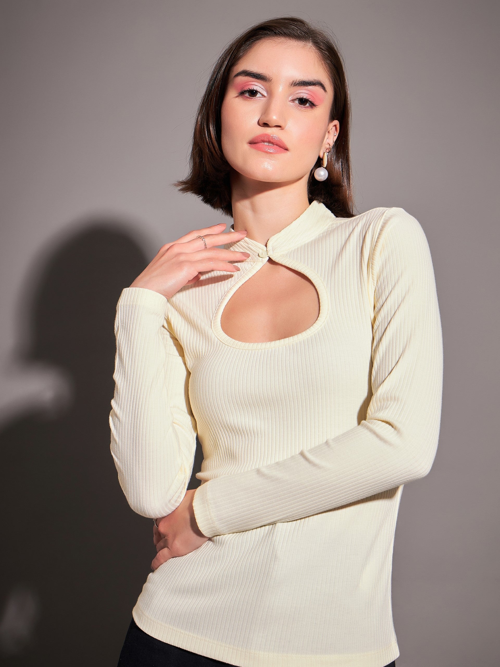 【新品】HRU・HIGH NECK RIB TOPS（OFFWHITE） HRU HIGH NECK RIB TOPS