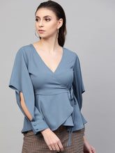 Teal Wrap Tie-Up Top-Tops-SASSAFRAS