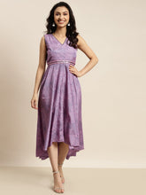 Women Purple Lehariya High Low Anarkali Maxi Dress-Dress-SASSAFRAS