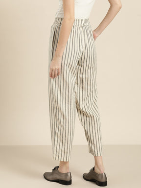 Striped trousers with elasticated waistband and darts  Massimo Dutti