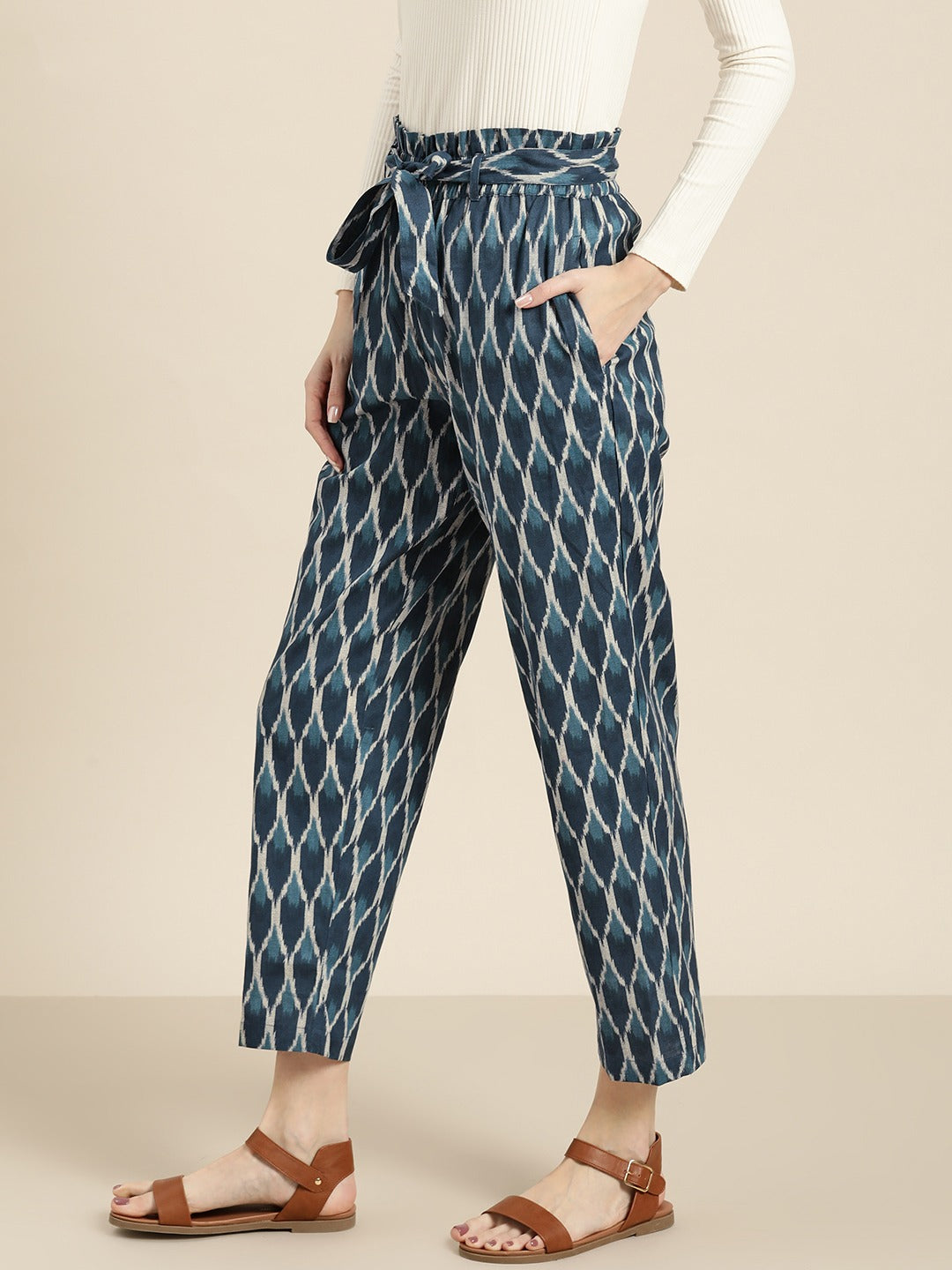 Boden St Ives Paperbag Pants | Blue trousers outfit, Paperbag pants, Fashion