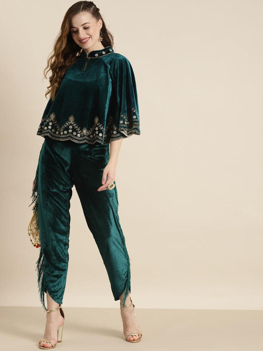 Secret Wish Turquoise Velvet Maternity Night Suit