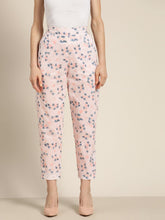 Powder Pink Floral Sustainable Straight Pants Shae by SASSAFRAS