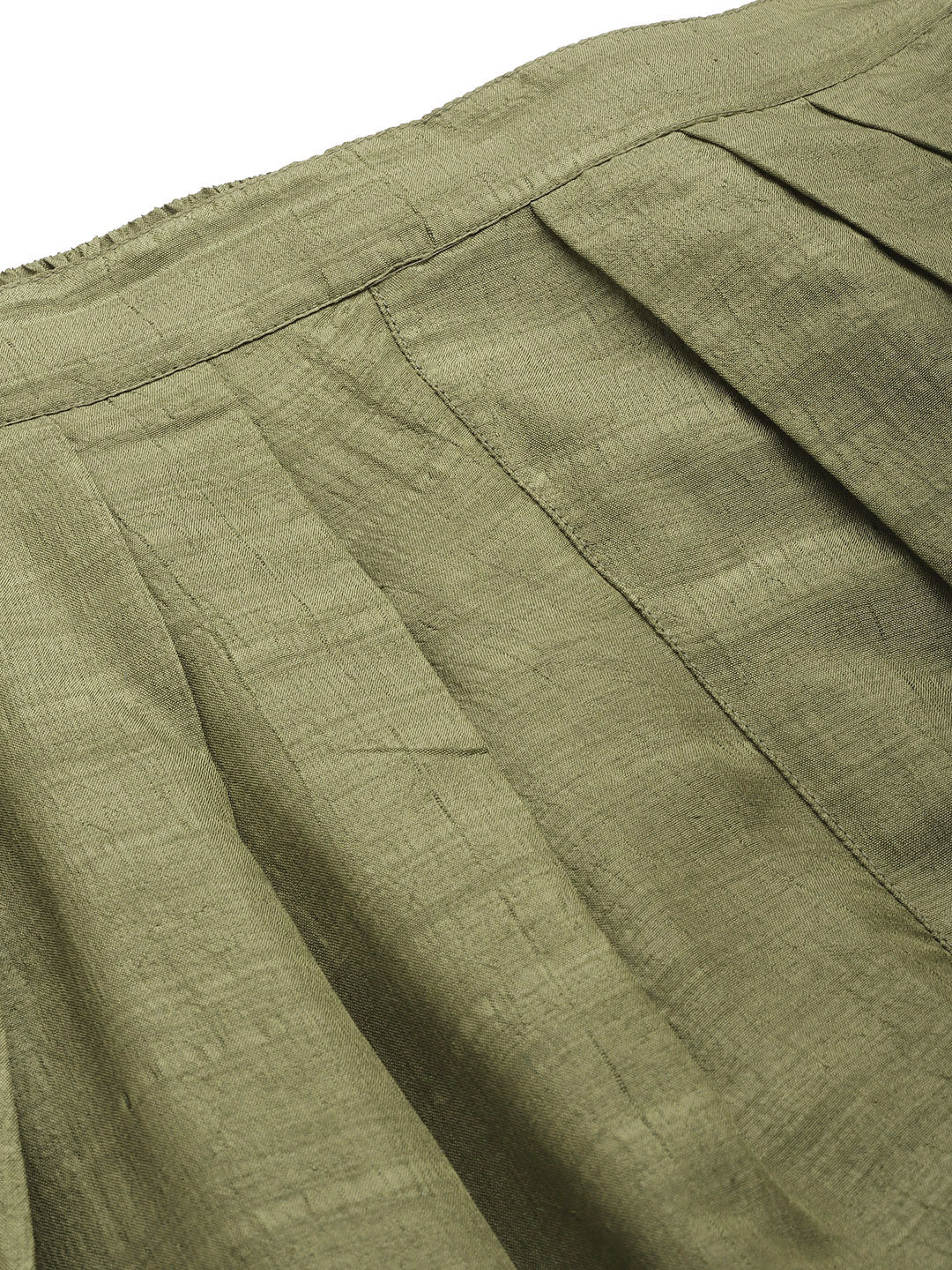 Women Olive Mirror Embroidered Dhoti Pants