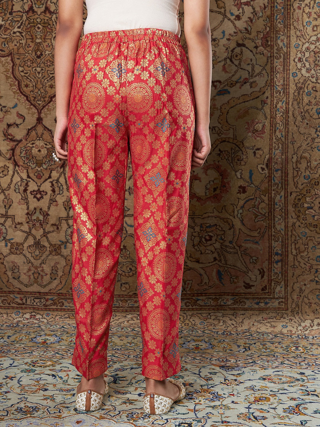 Buy Multicolored Handwoven Banarasi Brocade Pants with Chanderi Lining  Online at Jayporecom