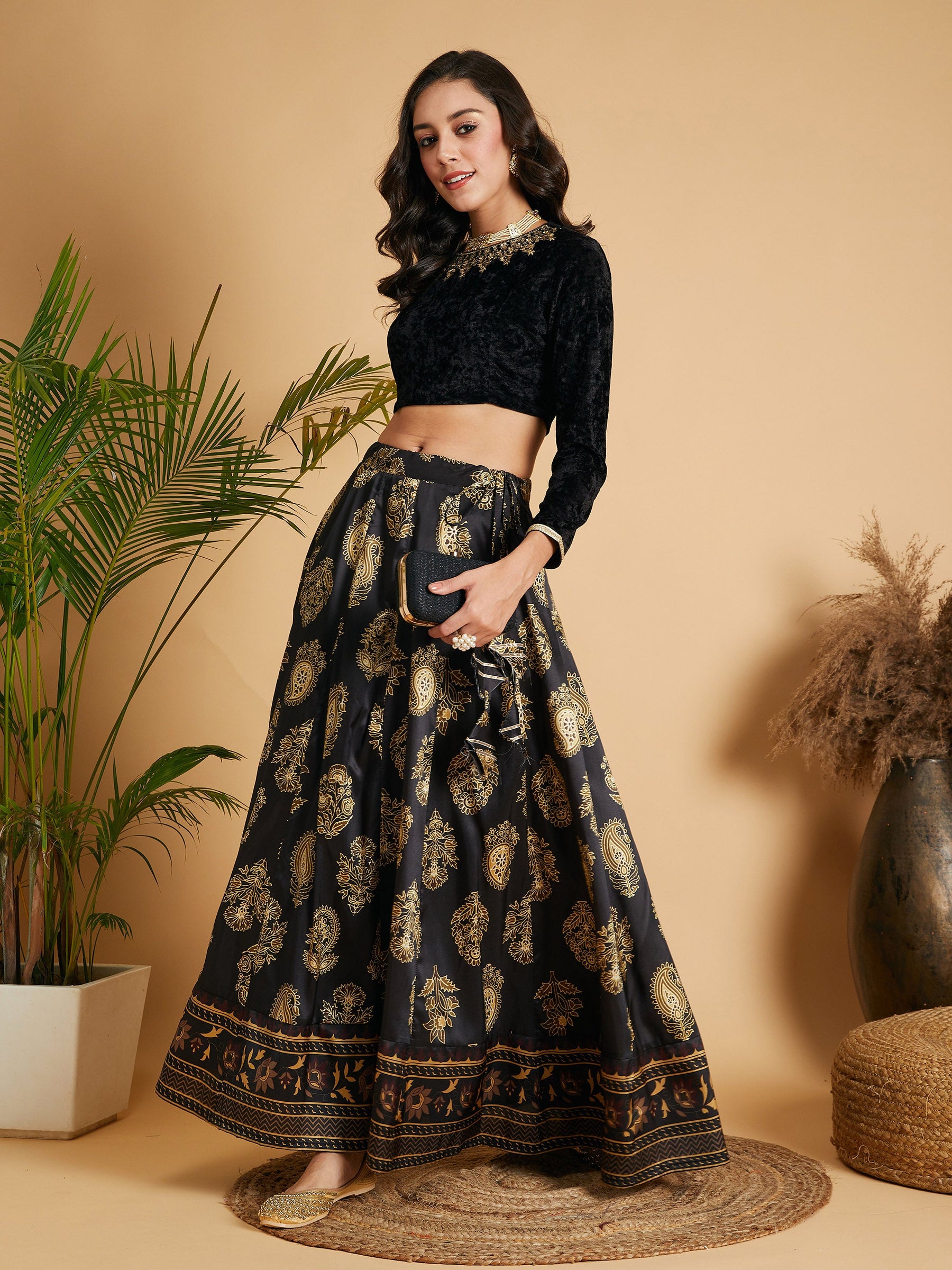 Party Wear Black Skirts For Party Brocade Long Party Wear Skirts