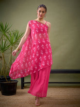 Fuchsia Floral One Shoulder Top With Sharara-Shae by SASSAFRAS