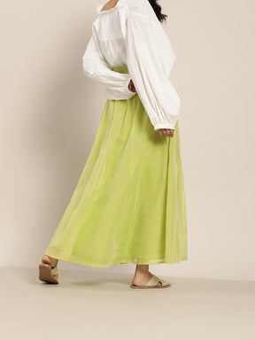 Green Zari Tassels Anarkali Skirt