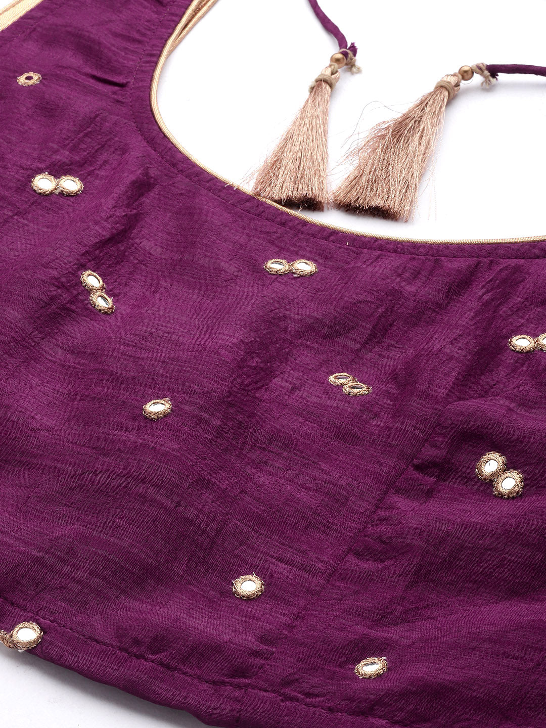 Women Burgundy Mirror Embroidered Sleeveless Crop Top